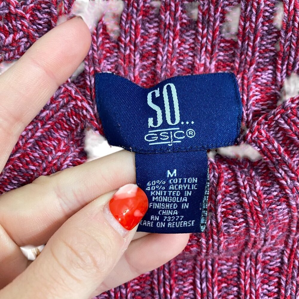 So...GSJC Y2K Ribbed Mock Neck Sweater - Pink Red - Size M - Picture 6 of 7